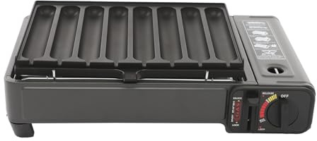 Gasgrill, tragbarer Campingkocher mit Wursthalter und Aufbewahrungskoffer, 42 x 26 x 11 cm Campingkocher, Geeignet Campingausflüge, Zusammenkünfte und Wohnmobile