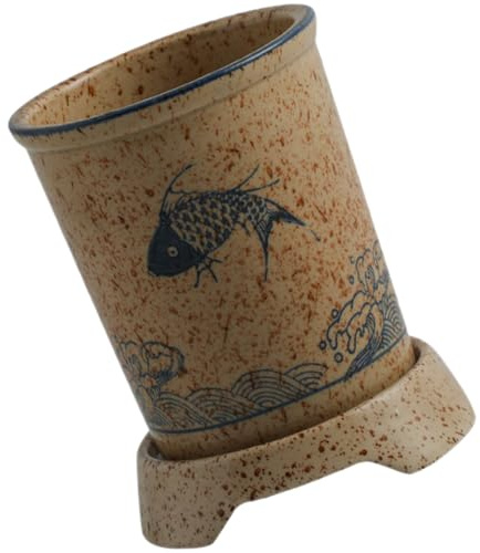 DOITOOL Porta Bacchette in Ceramica Resistente Scolabacchette Integrato, Portautensili da Cucina Multifunzione Vintage per Cucchiai e Forchette, Organizer per Bancone Cucina e Scrivania