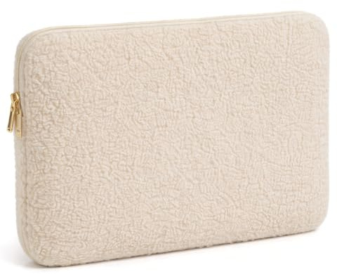 TALIDA Laptophülle - Laptoptasche Teddy-Stoff - Kompatibel mit 15, 15,3, 15,6, Zoll - Moderne und Hochwertige Notebook Hülle für Laptops aus Premium Teddy-Stoff (1, Beige, 15,6 Zoll)