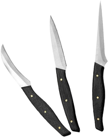 NIYANGLE Set da 3 Coltelli per Intaglio Frutta e Verdura in Acciaio Inox, Strumenti per Intagliare e Decorare Alimenti, Utensili da Cucina per Uso Domestico e Professionale