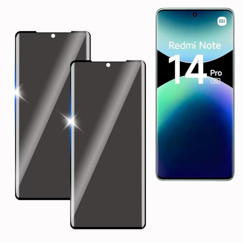 KULAIKE 2 Stück Sichtschutz für Xiaomi Redmi Note 14 Pro 5G Panzer Schutz Glas, Anti-Spähen Schutzfolie, Anti-Spy, Blickschutzfolie, 9H Härte, Anti-Kratzer, Stoßfest