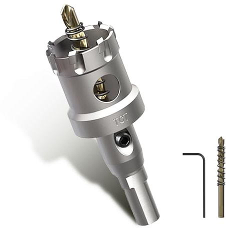30mm TCT Hole Saw Tungsten Carbide Cutter for Metal & Wood, with Hex Key | Tungsten Carbide Teeth, Fast Chip Removal, Includes Hex Key & Drill Bit
