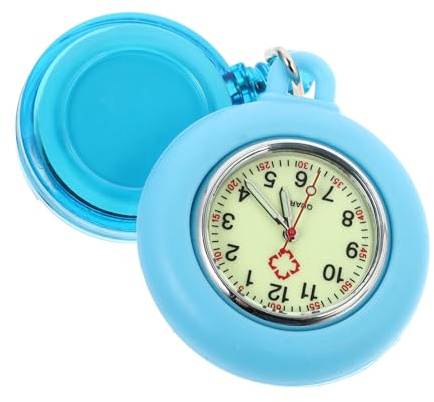 Montre de Poche à Quartz Bleue à Clip pour Infirmière, Portable et Légère | Lecture Facile de L’heure, Trotteuse Visible, Style Joli et Mode, Usage Hospitalier, pour Étudiantes et Soignantes