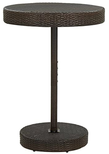 Zeehear Trädgårdsbord brunt poly rotting, 75,5 x 106 cm, väderbeständigt för trädgård, terrass, balkong, utomhus, som sidobord, loungebord och matbord med pulverlackerad stålram