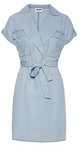 Noisy May NOS DE Damen Nmvera S/S Endi Tencel Dress Bg Noos Kleid, Blau (Light Blue Denim Light Blue Denim), M EU