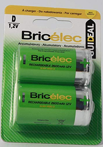 Lot 2 piles rechargeables D, 1,2 V/Type 2600mAh / HR20 / Accumulateur Ni-MH