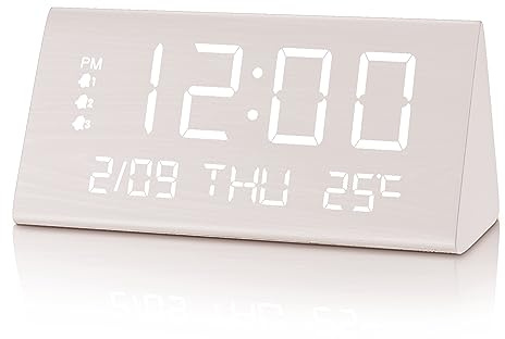 KINOEE Digital väckarklocka tak/väggprojektionsradio 76 ~ 108 FM-stationer, stor LED-skärm digital FM-radiotak, snooze-funktion, sömntimer, dimmer, batteribackup, 12/24 h (gyllene)