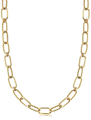 CIUNOFOR 14k Gold Cable WireThread Necklace For Women, Square Toggle Clasp Chain for Marriage Couples Cable Wire For Men Hip-Hop CD Style Charm For Anniversary Best Souvenir (Gold)