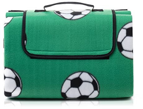 Amago - Picknickdecke, 150 x 200 cm, VS: 100 prozent PES Fleece, RS. Alu Besch., Dess. Fussball