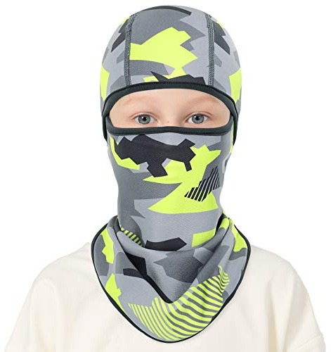 Kids Balaclava Windproof Ski Mask Winter Face Warmer for Cold Weather Boys Girls A-2-gray Camo