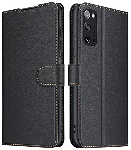 ELESNOW Telefonfodral till Samsung Galaxy S20, flip plånbok PU-läder korthållare med RFID-blockering magnetisk stängningsstativ skydd för Samsung Galaxy S20 (svart)