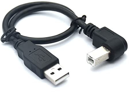 Herfair Cavo adattatore da USB a stampante, da USB 2.0 A maschio a B, 90°, 480 Mbps, ad alta velocità, cavo di prolunga (destra), 1,5 m