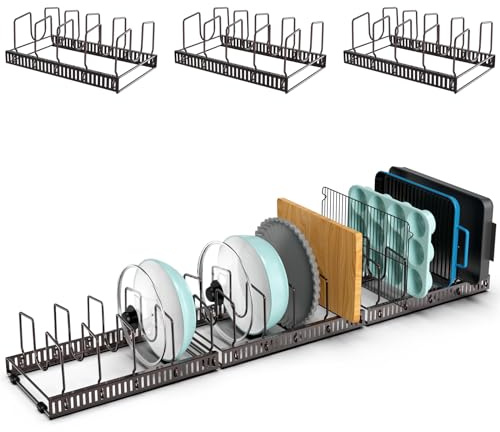 Puricon 3 Stück Pfannenhalter Topfdeckelhalter Pfannen Aufbewahrung Topf Organizer Pan Rack für Deckel Schneidebretter Backblech Backformen Backgeschirr -Bronze