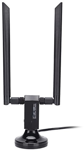Ensemble de Cartes Réseau sans Fil Longue Portée 1200Mbps, Adaptateur WiFi sans Fil Double Bande USB avec Deux Antennes Externes 5dBi pour PC de Bureau, pour XP Vista 7 8 8.1 10