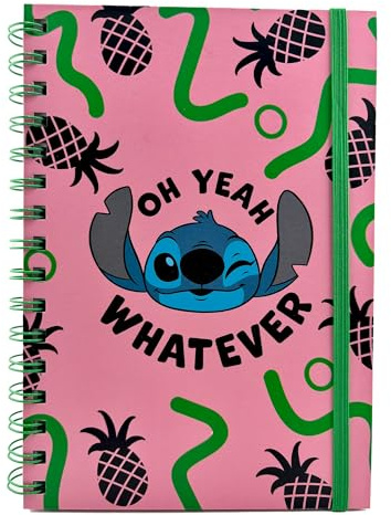 Disney Lilo and Stitch Notizbuch mit Spiralbindung (Oh Yeah Whatever Design), A5, Schreibbuch, Lilo und Stitch-Geschenke für Frauen, Männer und Kinder, Stitch Disney Journal – Offizielles Merchandise