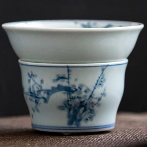 XIALON Teesieb aus Porzellan, 8,4 cm, Blau / Weiß