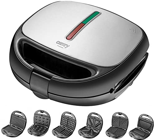 Camry CR 3057 6 in 1 Sandwichmaker Multifunktionales Backgerät 6 Wechselplatten Elektrischer Sandwichtoaster Kontaktgrill Toaster Waffelplatte max. 1200 W