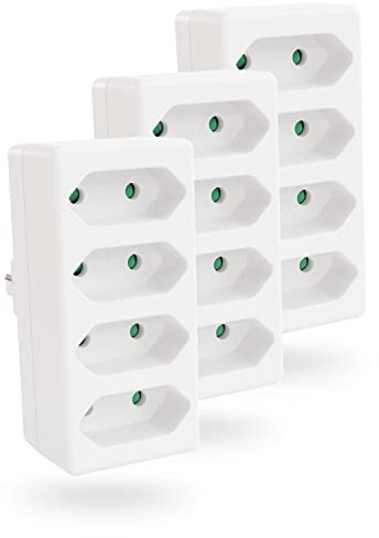 greate 3X 4fach Steckdose für Eurostecker bis 2300W - Steckdosenadapter 4fach Stecker, Steckdosenadapter ohne Kabel, Mehrfachsteckdose ohne Kabel, Mehrfachstecker, Eurostecker Verteiler