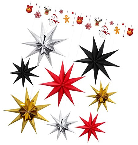 Papierstern Weihnachten 8 StüCk Faltstern Skandinavisch Papiersterne 4pcs 30cm 4pcs 45cm Schwarz Weihnachtsdekoration