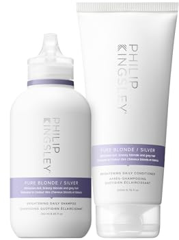 Philip Kingsley | Pure Blonde/Silver Purple Shampoo and Conditioner Set | Colour Correcting Conditioner for Platinum Blonde Brassy Hair | For Orange Brassiness and Yellow Tones | 250ml and 200ml