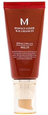 MISSHA Perfect Cover BB Cream 50ml #21 Light Beige - Copertura Media, Idratazione e Protezione Solare SPF42 - Trucco Naturale e Duraturo
