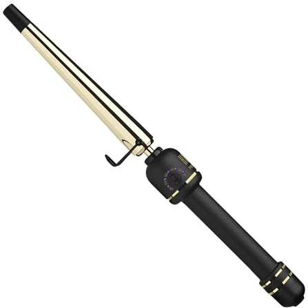 HOT Tools 24K Gold Extended Barrel Oval Tapered Curling Wand for Bouncy Curls | No Clamp for Quick and Easy Styling, Fan-Favorite 24K Gold Technology for Long-Lasting Results