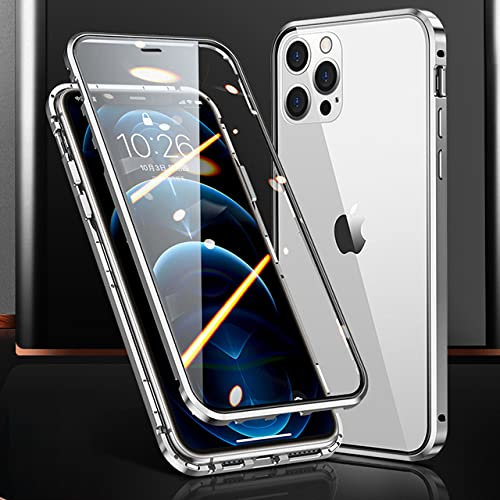 Custodia per telefono magnetica in vetro a doppia faccia con struttura in metallo per iPhone 15 14 13 12 Pro Max X XS 8 7 14 Plus 13 12Mini copriobiettivo per fotocamera, nastro, per iPhone7 8 Plus
