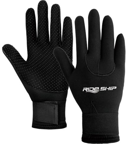 Skyone Neopren-Tauchhandschuhe, 3 mm, 5 mm, für Herren und Damen, Neoprenanzug, Schwimmhandschuhe mit verstellbarer Handschlaufe, flexibel, rutschfest, Thermo-Surfen, Wasserhandschuhe zum Speerfischen