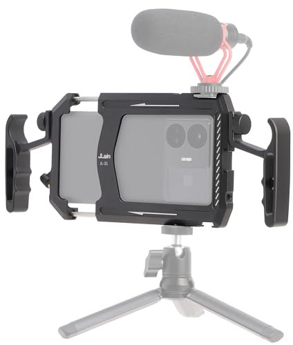 FOTGA Support vidéo pour smartphone en métal avec deux poignées, stabilisateur de coque d'appareil photo en alliage d'aluminium pour cinéaste de téléphone portable iPhone