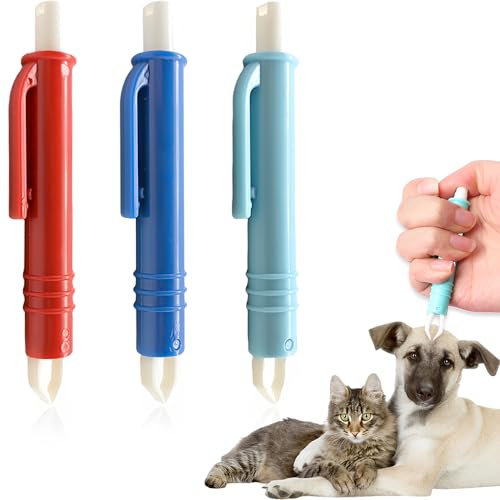 BAVALIN Zeckenzange Set für Für Hunde Katze - 3er Set Zeckenpinzetten Für Hunde, Katzen, Pferde Und Menschen, Einfacher und Sicherer Zeckenentferner für Zecken Jeder Größe (Rot, Blau, Dunkelblau)