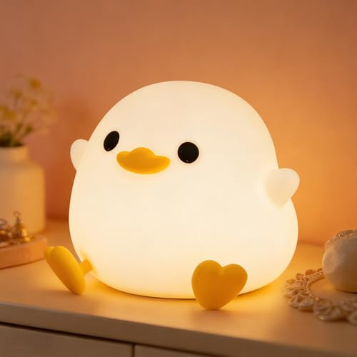 FAMIDUO Lampada Anatra DoDo, Luci Notturne 2 Livelli Regolabili, LED Morbida per Bambini, Ricaricabile Touch Silicone, Regalo Decor Camera Ragazze/Ragazzi. Animali Squishy per Sonno/Decorazione Camera