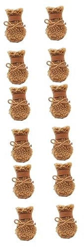BESPORTBLE 12stücke Plüsch Hundeschuhe Für Winter rutschfeste Boots Für Hunde Wasserdichtes Design Schützt Pfoten Vor Kälte Und Nässe Für Drinnen Und Draußen Farbe Braun