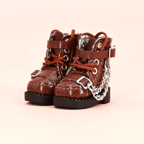 Puppenschuhe Coole Kettenstiefel für Ob11, DDF, Body9, 1/12 BJD, (Brown) | GSC Puppenzubehör BJD Spielzeugschuhe