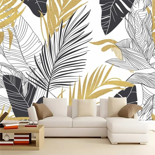 Papier Peint Intissé 200 x 140 cm Plantes tropicales Déco Murale Maison Chambre Salon, Photo Murale Décorative Planter des Feuilles de Palmier et de Bananier - Pour Jeunesse Enfants