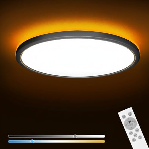 slochi 36W 3600LM LED Deckenleuchte, Deckenlampe Flach mit Fernbedienung, 1800K Dimmbar Nachtlicht Warm, Ultra Dünn Schlafzimmer Lampe für Schlafzimme Wohnzimmer Kinderzimmer