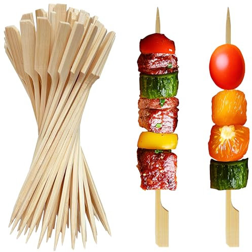 XMZY 200 PCS 6 Inch Bamboo Wooden Skewers Sticks for Fruit Kabobs, Yakitori Chicken, Appetizers (6 Inch)