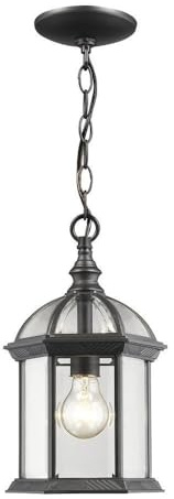 Bailey Street Home 1 Light Outdoor Chain Mount Lantern in Gothic Style 8 inches Wide by 13.75 inches High-Black Finish 372-Bel-2568320