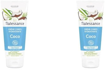 Natessance - Crème Corps Hydratante Coco - Soins du corps - Certifié Bio Cosmos Organic - Tube 100% Végétal 200 ml (Lot de 2)