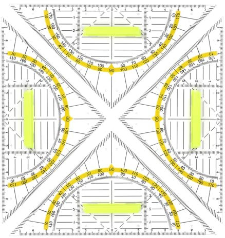 EYVRPAU 4 Stk Geodreieck Set mit Griff, Klein Flexibel, 2 Funktionen Lineal Geometrie Dreieck für Studenten Technisches Zeichnen aus Kunststoff (14cm)
