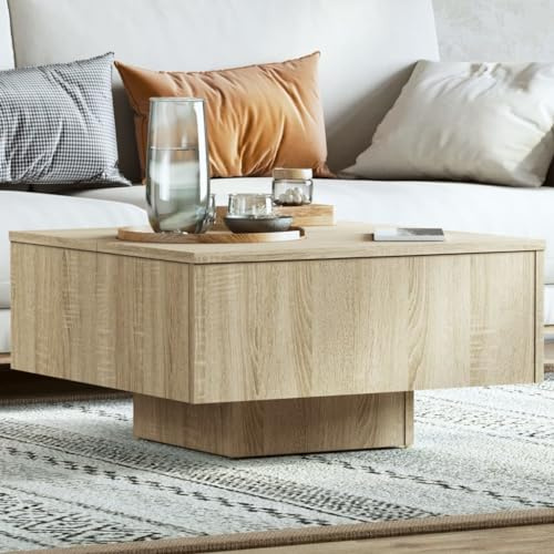 puraday Wohnzimmer Couchtisch 60x60x31,5 cm Beistelltisch Holz Praktischen Multifunktionstisch Schlafzimmer Coffee Table Quadratisch Robust Haltbarkeit Braun Holzwerkstoff Metall