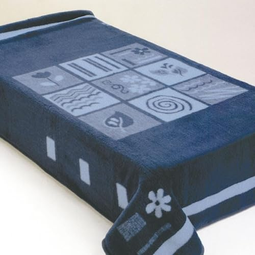 Rufino Díaz Manta Pelo Estampada Diana (Azul - 220x240cm) - Otoño/Invierno - Tacto Extra Suave y Super calentita - para Usar en la Cama o en el sofá