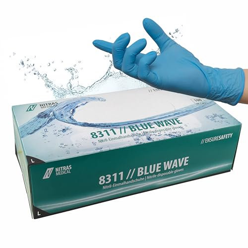 G.I.V. - Reinigungstechnik Nitril Einweghandschuhe 1x100 - Größe L, Latexfreie & Puderfreie Nitrilhandschuhe - Chemikaliensicher, Hygienisch & reißfest - Einmalhandschuhe für Gewerbe & Heimgebrauch