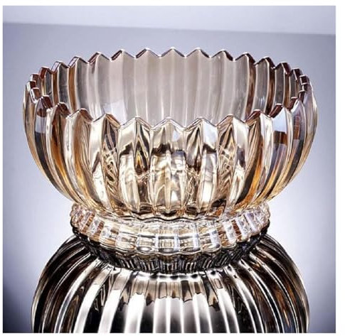 XINCXIN Frutero De Cristal,Frutero De Vidrio Cesta De Frutas De Cristal De Vidrio Grande Plato Hondo Moderno Creativo Pudín Bagatela Postre Tazón for Servir 22 Cm,Multi(Gold)