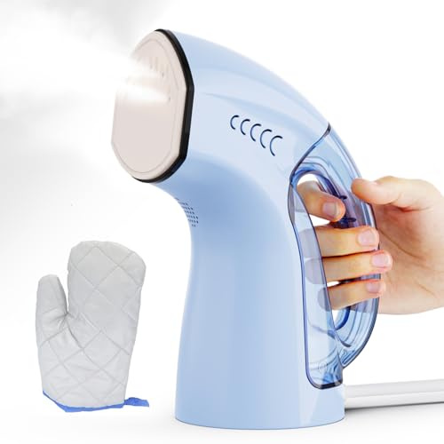 SanPintech 2 IN 1 Garment Steamer for Clothes, Portable Clothes Steamer Remove Wrinkles Fast, Steaming Iron and Dry Iron, 1000W 30s Heat-up 250ml Detachable Water Tank, 2.3m Power Cord