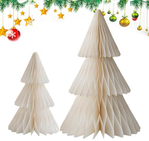 Papier Weihnachtsbaum Set, WeihWeihnachtsbaum Aus Papier, Wabenpapier Weihnachtsbaumschmuck, Kleine Weihnachtsbaum Faltbar, Faltbarer Tannenbaum, Faltbaum Weihnachten Deko, Weihnachtsschmuck