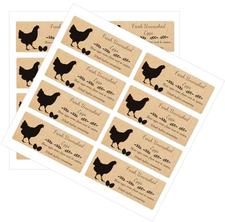 SMARSTICKER Chicken Egg Carton Labels 120Pcs (Unwashed Duck Egg Safety Stickers, 1 x 2.5 inches)