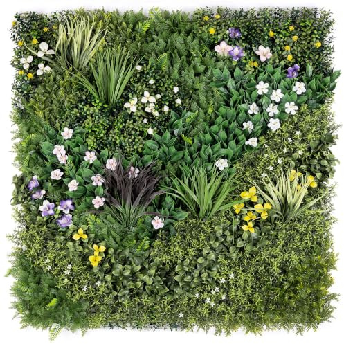 CHRISTOW Spring Bloom Artificial Living Wall Panels, 1m x 1m, 3 Pack | 6 Panels, Each Measuring 1m x 50cm, Privacy Screening for Fences & Walls, Indoor & Outdoor Use, Waterproof & UV Protected