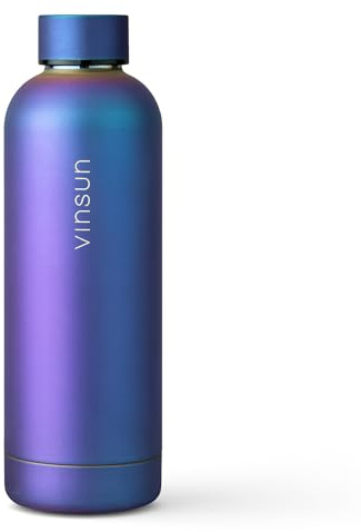Vinsun Stainless Steel Water Bottle 500ml Blue Purple - Double-Walled Insulated Flask, Leak-Proof, BPA Free - Drinks Bottle for Sport, Outdoor, Gym