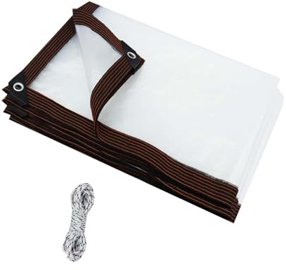 35 * 35FT,Clear Tarp - Waterproof ，Garden Rainproof Transparent Poly Tarpaulin, Windproof & Snowproof Shed Cloth with Grommets Rope for Covering Henhouse Porch Plant Camping