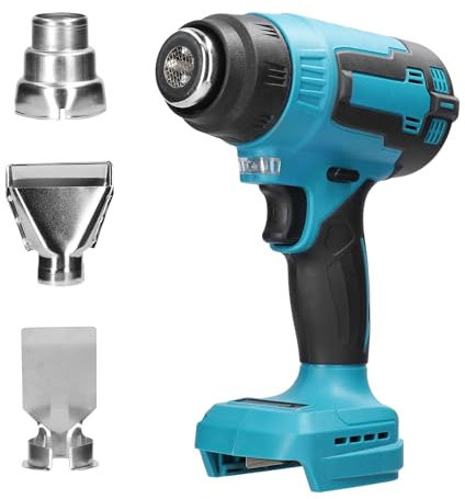 Pistola de aire caliente inalámbrica para batería Makita de 18 V, kit de pistola de aire caliente con reductor, chorro ancho, boquilla reflectante, iluminación LED, temperatura hasta 550 °C, para